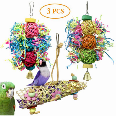 3Pcs/lot Bird Parrot Set igračaka Šareni Shredder Foraging Assorted Hanging Cage Bird Chewing Rack Igračke Pet Parrot Molar Bite Igračka