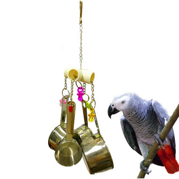 Pet Bird Parrot Παιχνίδι από ανοξείδωτο ατσάλι 4 γλάστρες String Bird Chewing Bite Παιχνίδια για κατοικίδια Προμήθειες για κατοικίδια Ακρυλικό μενταγιόν κλουβί Διακόσμηση πουλιών Προμήθειες