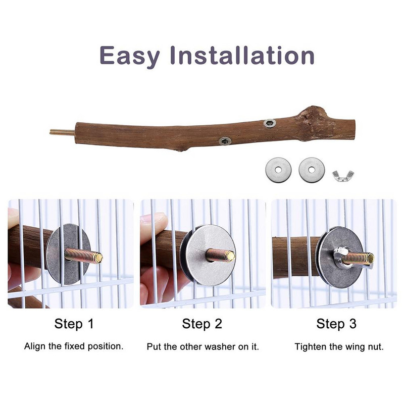 Parrot Natural Wood Perch Stand Chewing Toy Bird Cage Accessories For Parakeets Cockatiels Lovebirds