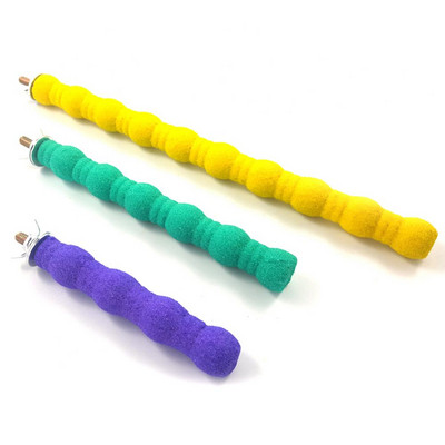 Παιχνίδι ξύλου μασήματος Κρεμαστό παιχνίδι Μασώ κατοικίδιο Πουλί Παπαγάλος Μωβ Πράσινο και κίτρινο κρεμαστό κόσμημα Στάση Πέρκα Πλατφόρμα Γ σε σχήμα καλαμπά