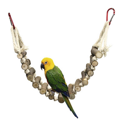 Παιχνίδια πουλιών Parrot Toy 13 σκαλοπάτια αναρρίχησης για μικρά ή μεσαία πουλιά Ξύλο με φλοιό βαμβακερό σχοινί υφαντό Swing Bite Bridge