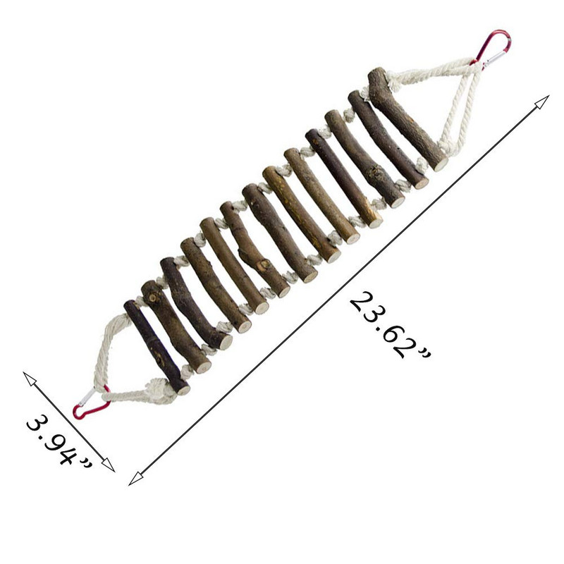 Παιχνίδια πουλιών Parrot Toy 13 σκαλοπάτια αναρρίχησης για μικρά ή μεσαία πουλιά Ξύλο με φλοιό βαμβακερό σχοινί υφαντό Swing Bite Bridge