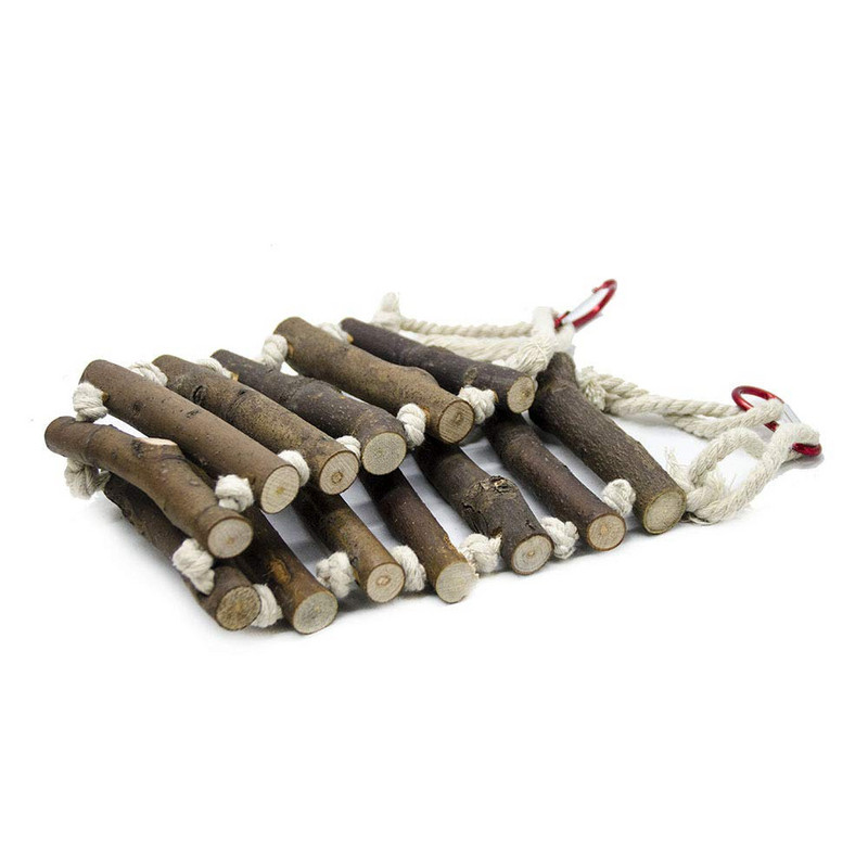 Παιχνίδια πουλιών Parrot Toy 13 σκαλοπάτια αναρρίχησης για μικρά ή μεσαία πουλιά Ξύλο με φλοιό βαμβακερό σχοινί υφαντό Swing Bite Bridge