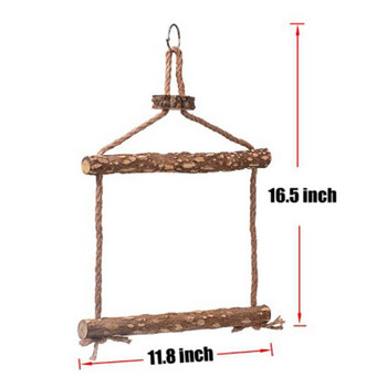 Bird Swing Toy Bird Perch Wood Parrot Cage Hammock Swing Wooden Perch Stand Chewing Toy For Budgerigar Lovebirds