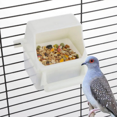 2in1 Maisto vandens dubuo Dvigubas šėrimo puodelis Paukščių balandžių Kanarų narvelio lesyklėlė Papūga Naminių paukščių voljeras Pakabinamas stovas Gertuvės Dėžės Konteineris