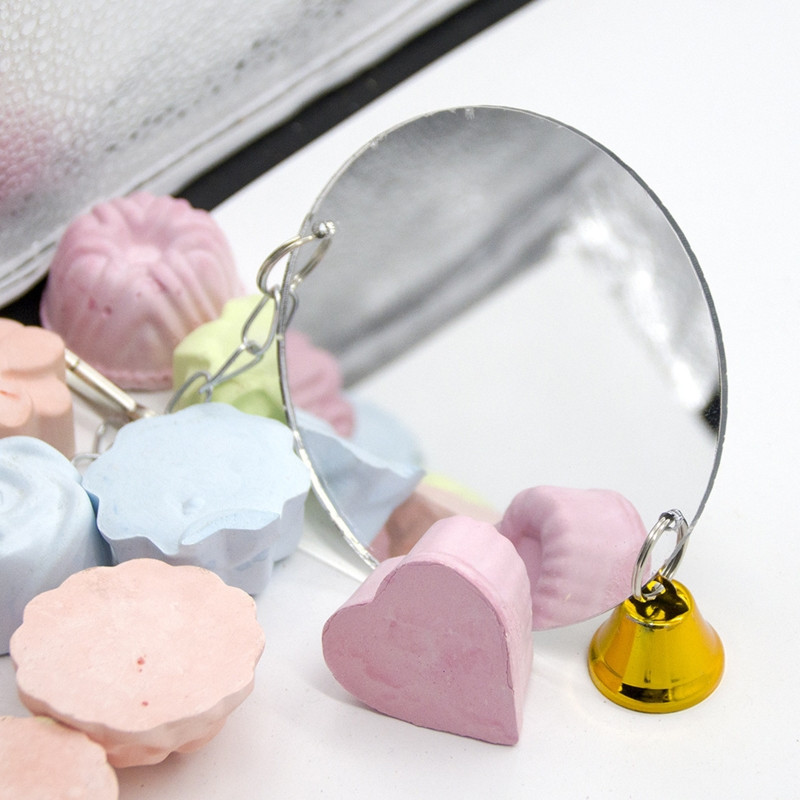 Oglinzi pentru păsări cu clopote metalic Oglindă pentru perusi calopsiți pentru cușcă Jucărie pentru păsări Accesorii pentru cușcă leagăn pentru papagal Conure