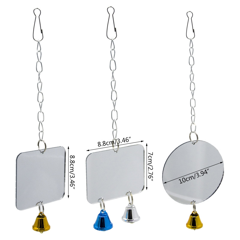Oglinzi pentru păsări cu clopote metalic Oglindă pentru perusi calopsiți pentru cușcă Jucărie pentru păsări Accesorii pentru cușcă leagăn pentru papagal Conure