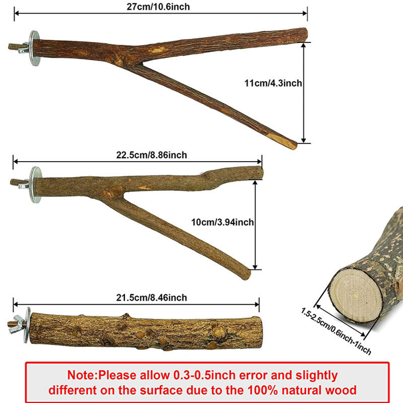 5 bucăți stinghii pentru păsări din lemn natural, bară în picioare, ramură pentru păsări, suport pentru păsări, jucărie pentru papagal, stație de frecat stabilă, accesorii pentru cuști de păsări