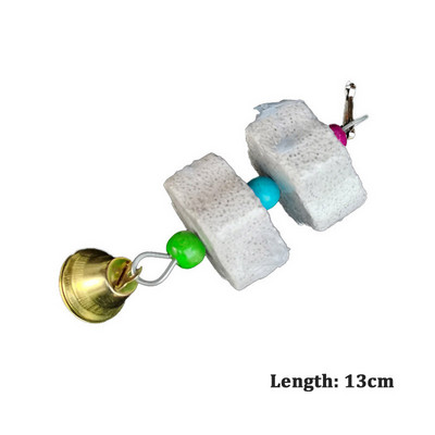 Linnupuuri mänguasi mineraalsest purikivist närimismänguasi, lillekujuline rippuv kellukestega kõlav mänguasi papagoilindude tarvikute jaoks