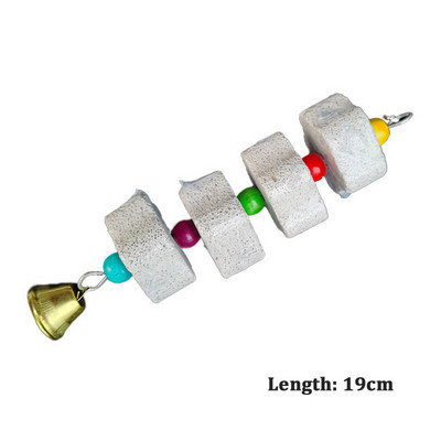 Linnupuuri mänguasi mineraalsest purikivist närimismänguasi, lillekujuline rippuv kellukestega kõlav mänguasi papagoilindude tarvikute jaoks