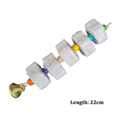 Linnupuuri mänguasi mineraalsest purikivist närimismänguasi, lillekujuline rippuv kellukestega kõlav mänguasi papagoilindude tarvikute jaoks