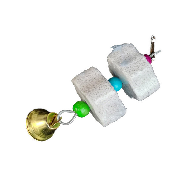 Linnupuuri mänguasi mineraalsest purikivist närimismänguasi, lillekujuline rippuv kellukestega kõlav mänguasi papagoilindude tarvikute jaoks