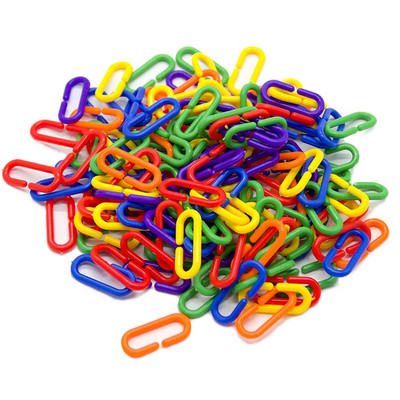 100 bucăți/set jucării drăguțe cu lanț pentru papagal, bricolaj, material plastic, cleme C, cârlige, mușcătură de pasăre, jucărie de mestecat, accesorii pentru cușcă de păsări, jucărie pentru păsări pentru papagal