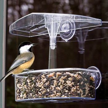 Τροφοδότης πουλιών Διαφανές παράθυρο Προβολή Ταΐστρες πουλιών Δίσκος τροφοδοσίας νερού για κατοικίδια ζώα Βεντούζα Βεντούζα Mount House Τύπος τροφοδότης πουλιών