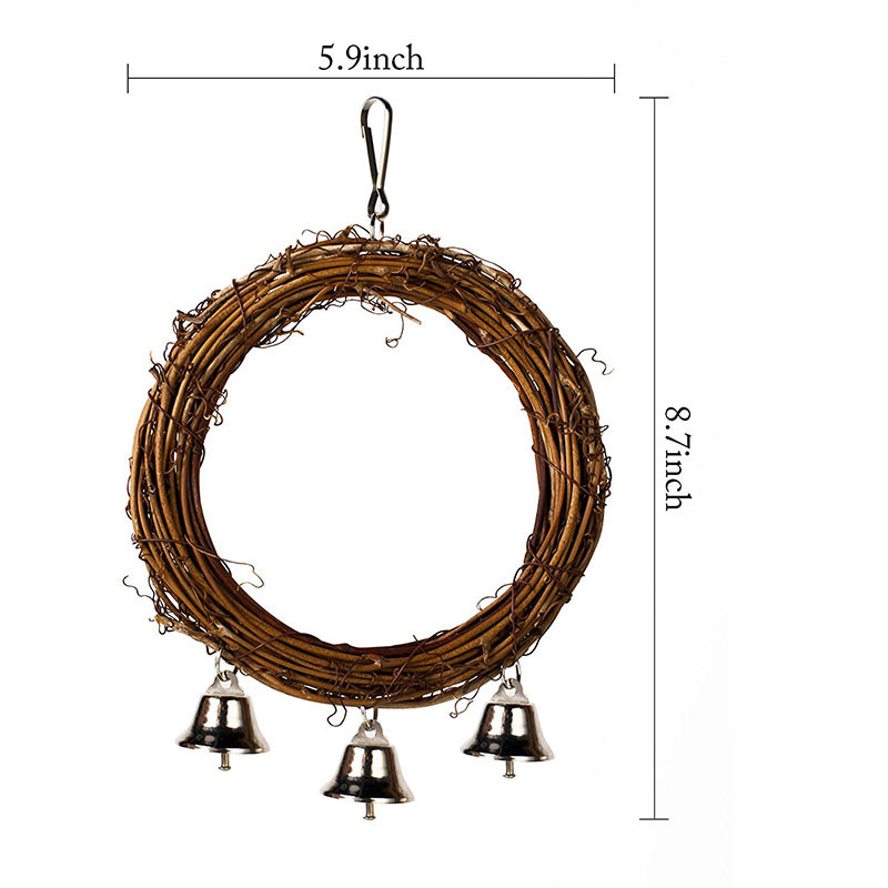 Drvena papiga Stalak za ptice Stalak za igru Ljuljačka Drveni prsten za ptice Viseće igračke sa zvonom Pribor za ptice Pribor za igračke za ptice 4