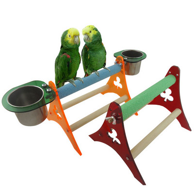 Bird Parrot Grinding Claws Rod Scrub Mingle Grinding Домашни птици Стойка папагал три акрилни статива с чаши за Parrot Bird