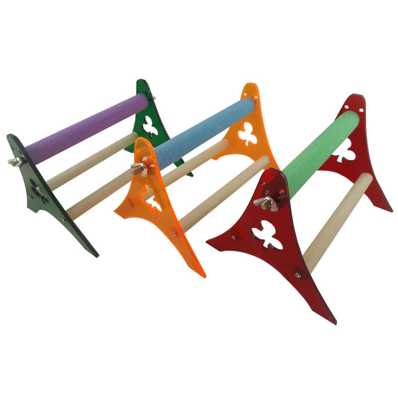 Bird Parrot Grinding Claws Rod Scrub Mingle Grinding Pet birds Stand παπαγάλος τρία ακρυλικά τρίποδα με κύπελλα Για Parrot Bird