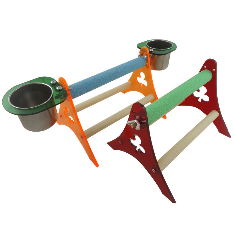 Bird Parrot Grinding Claws Rod Scrub Mingle Grinding Pet birds Stand παπαγάλος τρία ακρυλικά τρίποδα με κύπελλα Για Parrot Bird
