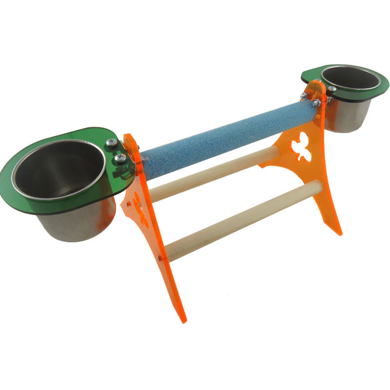 Bird Parrot Grinding Claws Rod Scrub Mingle Grinding Pet birds Stand παπαγάλος τρία ακρυλικά τρίποδα με κύπελλα Για Parrot Bird