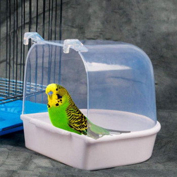 Домашни любимци птица папагал прозрачна вана за къпане вана душ кутия висяща клетка декор с подвижна табла