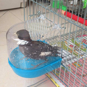 Домашни любимци птица папагал прозрачна вана за къпане вана душ кутия висяща клетка декор с подвижна табла