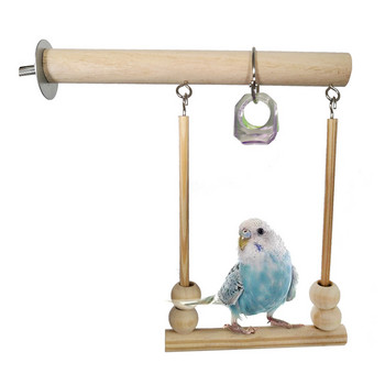 Bird Parrot Wooden Stand Playstand with Chewing Beads Cage Sleeping Stand Play Toys for Budgie Birds Swing Toy