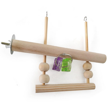 Ξύλινη βάση Bird Parrot Playstand with Chewing Beads Κλουβί Sleeping Stand Play Toys for Budgie Birds Swing Toy