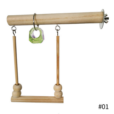 Ξύλινη βάση Bird Parrot Playstand with Chewing Beads Κλουβί Sleeping Stand Play Toys for Budgie Birds Swing Toy