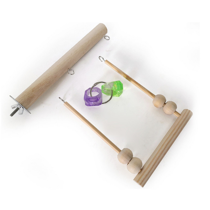 Ξύλινη βάση Bird Parrot Playstand with Chewing Beads Κλουβί Sleeping Stand Play Toys for Budgie Birds Swing Toy
