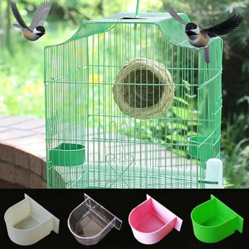 Κουτιά φαγητού Bird Cage Though Parrot Feeder Food Water Bowl Cup Budgerigar Macaws Finches Canary Bird Feeding Birdcage Food Boxes