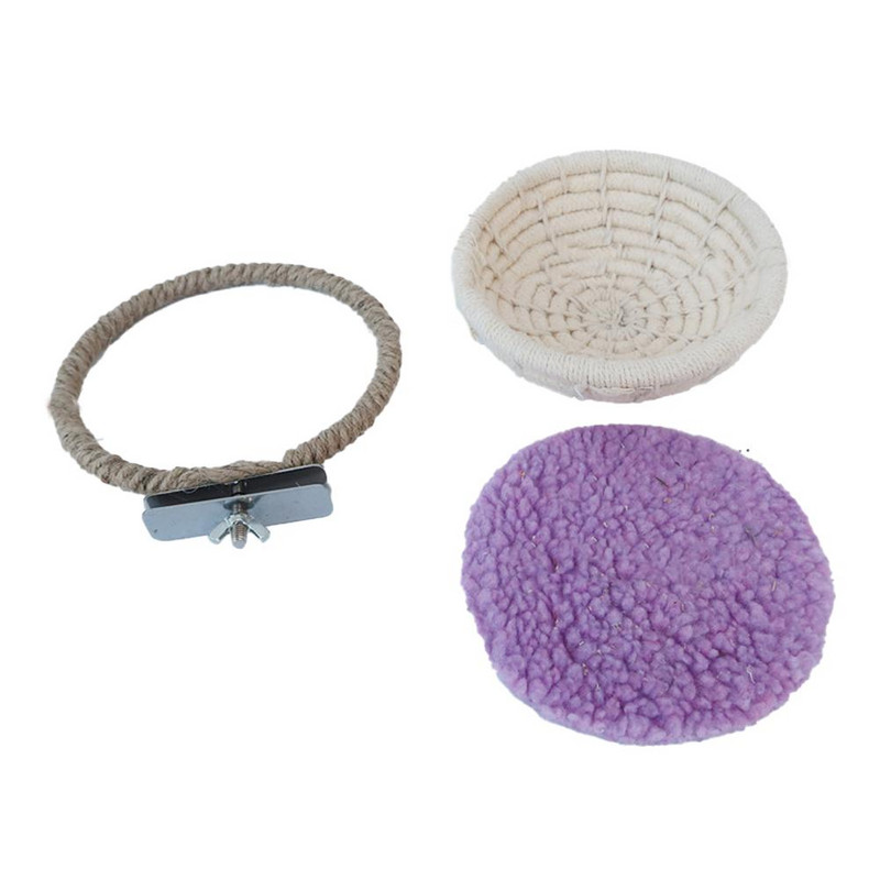 PET Cuib de pasăre frânghie din bumbac tricotată manual Coarda de in cuib cald cu suport Accesorii pentru cuști pentru papagali