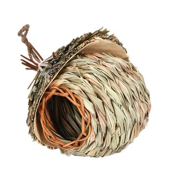 Гнездо за птици от естествена трева Ръчно изтъкано сламено въже Колибри Къщичка за птици за външни висящи птици Джобна декорация за дома