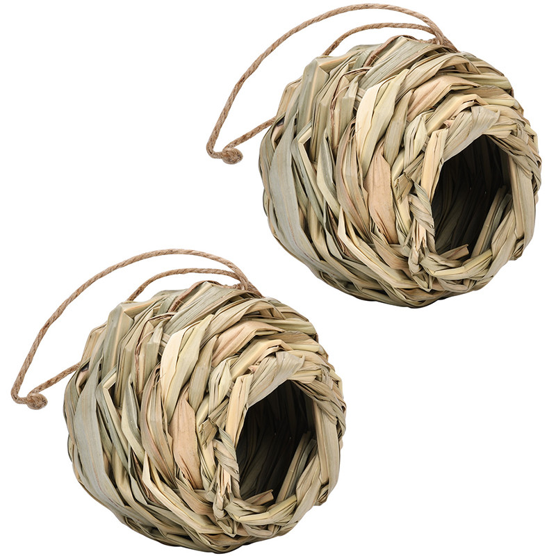 ΖΕΣΤΟ ! Φυσικό γρασίδι Straw Bird`s Nest Bird Cage Bird House Egg Cage Στολίδι προσομοίωσης αυλής εξωτερικού κήπου