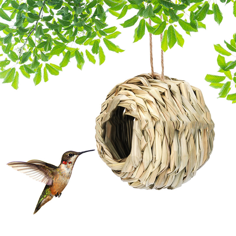 ΖΕΣΤΟ ! Φυσικό γρασίδι Straw Bird`s Nest Bird Cage Bird House Egg Cage Στολίδι προσομοίωσης αυλής εξωτερικού κήπου