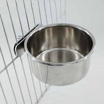 Висяща клетка за птици Купа от неръждаема стомана Pet Birds Dish Cup Anti-turnuring Feeding Храна за пиене на храна за папагал Lovebird