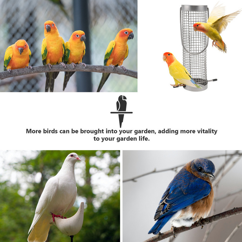 1kom hranilica za ptice od nehrđajućeg čelika, vanjski viseći kavez za hranjenje, alat za hranjenje ptica, srebrna hranilica za ptice, dozator za vrtne ukrase na drvetu