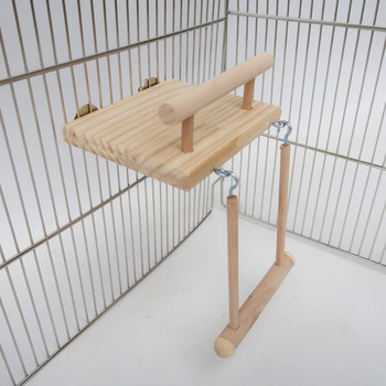 Wooden Bird Perches Cage Toys Hamster Play Gym Stand με Ξύλινη Κούνια Rattan Ball