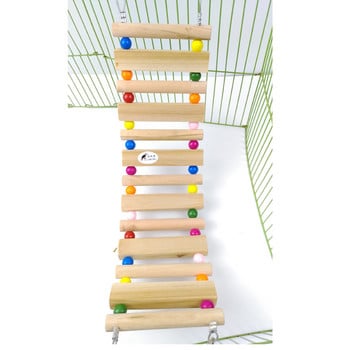 AHUAPET Parrot Toys Αιώρα με Πλατφόρμα Stand Cage Κλουβί πουλιών Pappagallo Wood από ανοξείδωτο ατσάλι Totoro Ladder Pigeon Supplies E