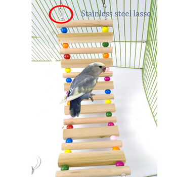 AHUAPET Parrot Toys Αιώρα με Πλατφόρμα Stand Cage Κλουβί πουλιών Pappagallo Wood από ανοξείδωτο ατσάλι Totoro Ladder Pigeon Supplies E
