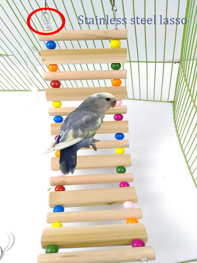AHUAPET Jucării pentru papagali Hamac cu suport Cușcă Platformă Cușcă pentru păsări Pappagallo Lemn Din oțel inoxidabil Totoro Scară pentru porumbei E