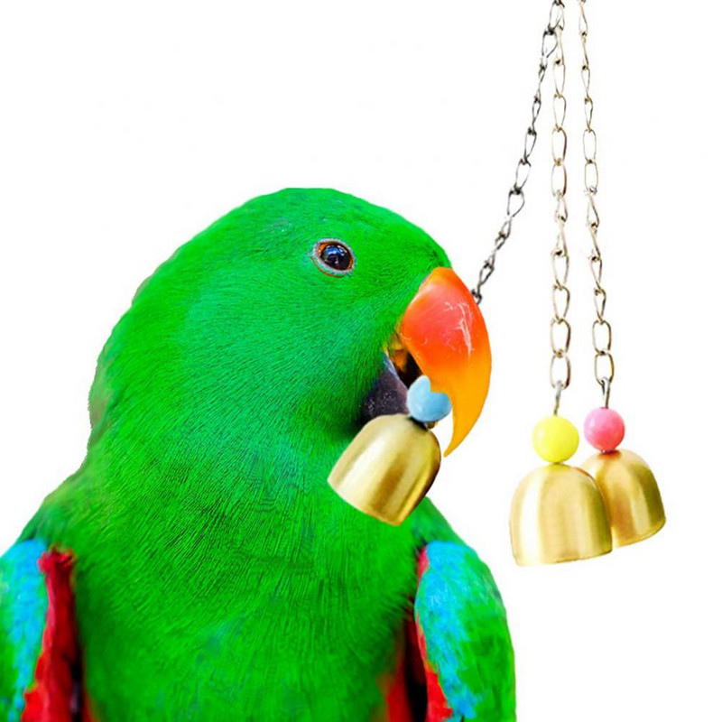Naminis paukštis papūga balandė kabanti grandinėlė sodo puošmena narvelio stovas įkandimas grojantis garsus žaislas Trys maži varpeliai žaislas su auksiniu chai