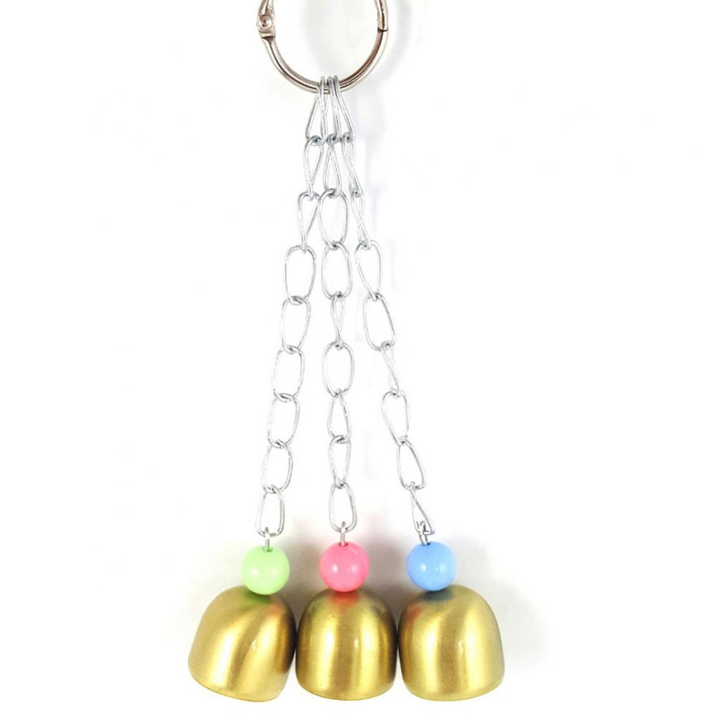 Naminis paukštis papūga balandė kabanti grandinėlė sodo puošmena narvelio stovas įkandimas grojantis garsus žaislas Trys maži varpeliai žaislas su auksiniu chai