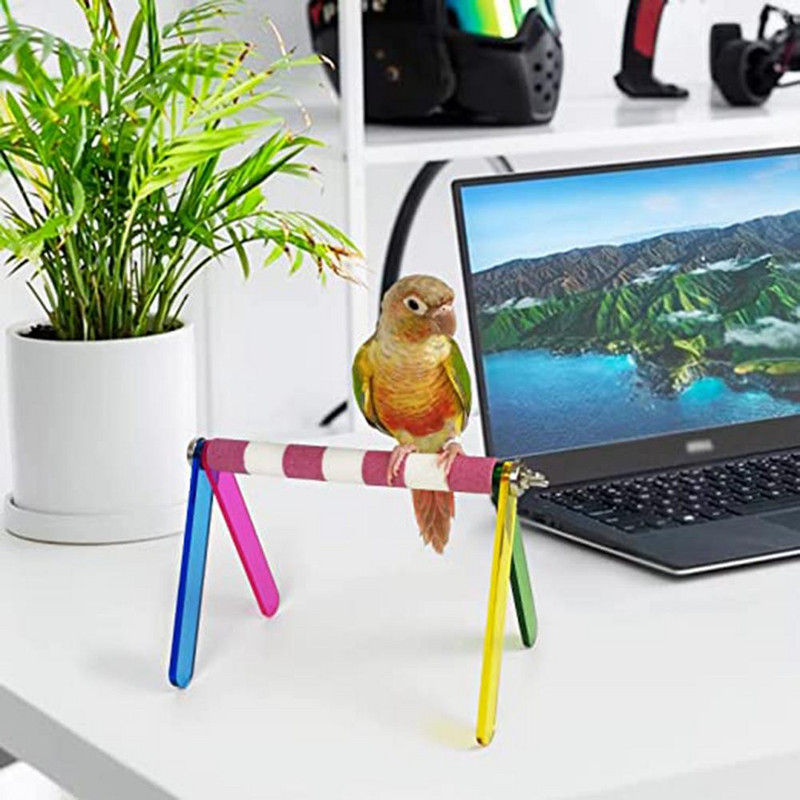Suport de joacă pentru papagali de păsări, portabil, colorat, ușor de asamblat, biban de antrenament, consumabile pentru păsări pentru perusi Conure