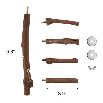 1 buc. Suport de biban din lemn natural pentru papagal, jucărie de mestecat, accesorii pentru cușcă de păsări, pentru perusi, calopsiți, păsări de dragoste