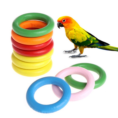 10 tk/kott puidust sõrmused papagoi mänguasjad aksessuaarid värvilised juhusliku värviga isetegemise ornament