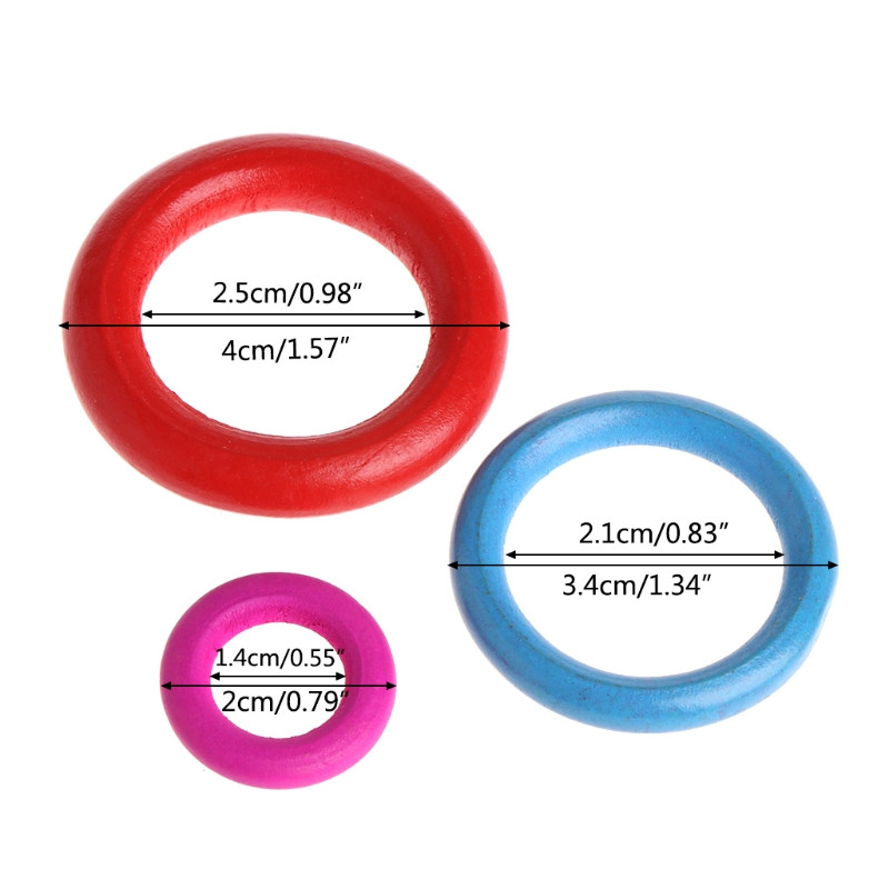 10 vnt./maišelis Mediniai žiedai Papūgos žaislai Priedai Spalvoti atsitiktinių spalvų „pasidaryk pats“ ornamentas