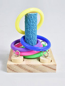 Putnu papagailis koka platformas plastmasas gredzens izlūkošanas apmācību košļāt izglītojošu mīklu rotaļlieta