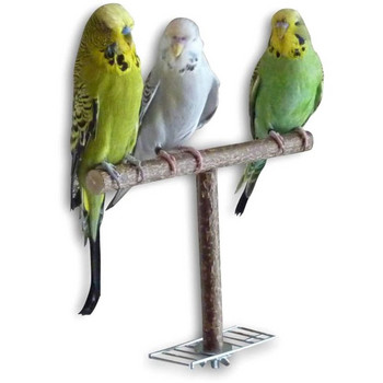 Bird Parrot Cage Toys Training Shape T Perch Grinding Chewing Parakeet Παιχνίδι με βάση από φυσικό ξύλο