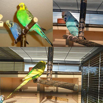 Bird Parrot Cage Toys Training Shape T Perch Grinding Chewing Parakeet Παιχνίδι με βάση από φυσικό ξύλο