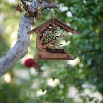 Ξύλινος τροφοδότης πουλιών Diy Outdoor Hanging Assembled Bird Cage House Προμήθειες για κατοικίδια για Αξεσουάρ διακόσμησης κήπου